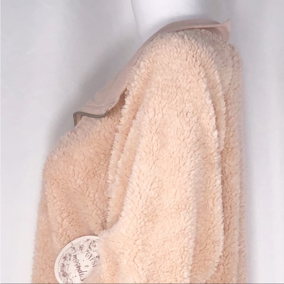 Gypsies & Moondust Peach Shearling Quarter Zip Jacket Size XL Super Soft - Picture 15 of 16